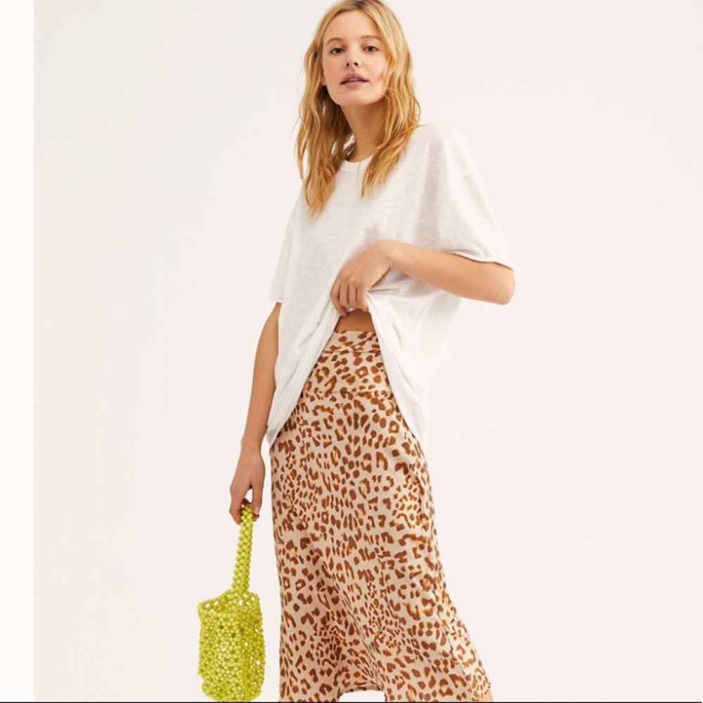 Free People Normani Bias Printed Camel Combo Skirt